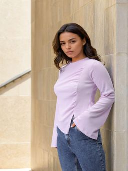 Freehand - Lavender Round Neck Gathered Top