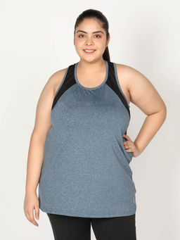 CHKOKKO - Colorblock Blue Women Sleeveless Sports Tank Top