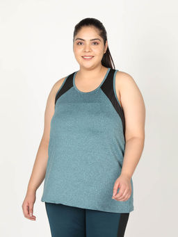 CHKOKKO - Colorblock Green Women Sleeveless Sports Tank Top