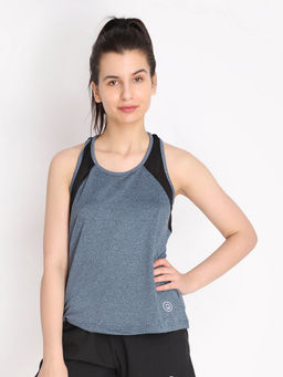 CHKOKKO - Colorblock Blue Women Sleeveless Sports Tank Top