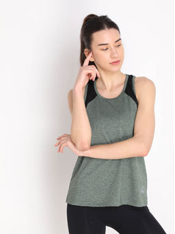 CHKOKKO - Colorblock Green Women Sleeveless Sports Tank Top