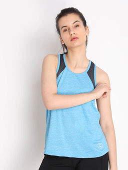 CHKOKKO - Colorblock Blue Women Sleeveless Sports Tank Top