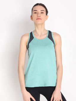 CHKOKKO - Colorblock Green Women Sleeveless Sports Tank Top