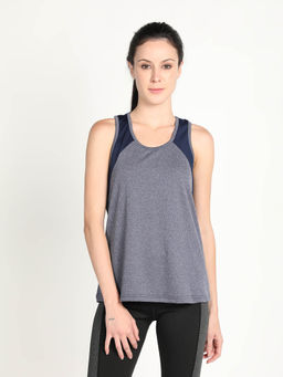 CHKOKKO - Colorblock Navy Blue Women Sleeveless Sports Tank Top