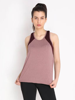 CHKOKKO - Colorblock Maroon Women Sleeveless Sports Tank Top