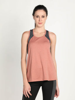 CHKOKKO - Colorblock Rust Women Sleeveless Sports Tank Top