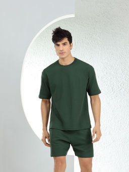 Dimeh - Green Knit Waffle Oversized Co-ord For Mens (Set of 2)
