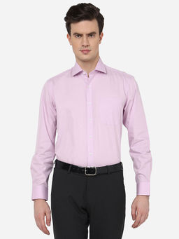 JadeBlue - Mens Cotton Solid Pink Regular Fit Full Sleeve Regular Formal Shirt
