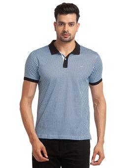 Park Avenue - Slim Printed Medium Blue Polo T-Shirt