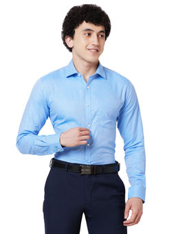 Park Avenue - Slim Self Design Medium Blue Formal Shirt