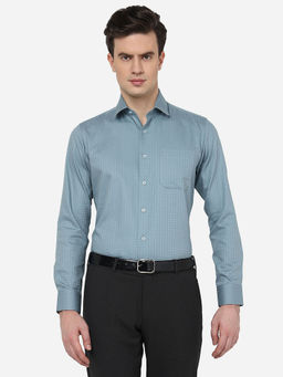 JadeBlue - Mens Cotton Checks Grey Slim Fit Full Sleeve Regular Formal Shirt