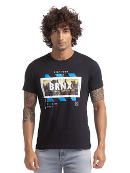 Parx - Regular Graphic Print Black T-Shirt
