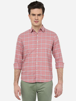 Greenfibre - Mens Cotton Checked Slate Rose Slim Fit Full Sleeve Regular Casual Shirt