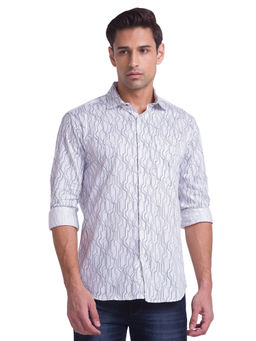 Park Avenue - Slim Printed White Casual Shirt