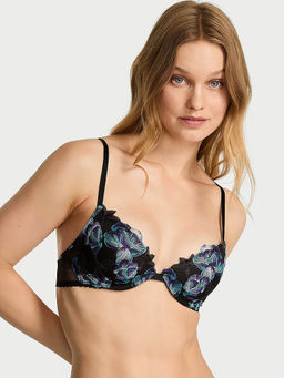 Victoria's Secret - Very Sexy Electric Orchid Embroidery Lightly Lined Plunge Demi Bra (38C)