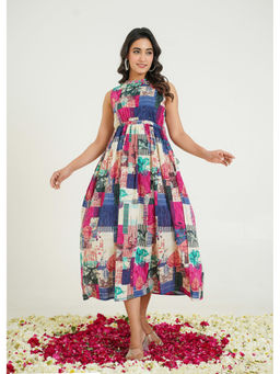 Autumnlane - Trinity Vibe Handwork Cotton Multi-Color Midi Dress