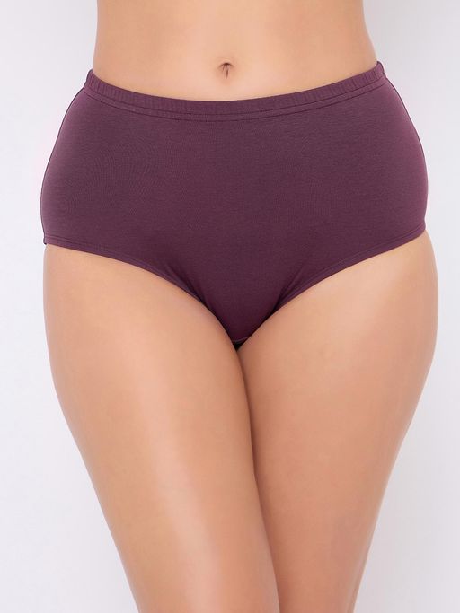 Clovia Purple Cotton High Waist Inner Elastic Hipster Panty