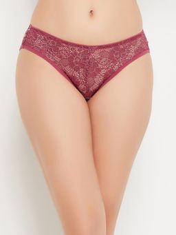 Clovia - Pink Polyamide Low Waist Outer Elastic Bikini Panty