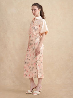 RAREISM - Gha Peach Printed Midi Dress