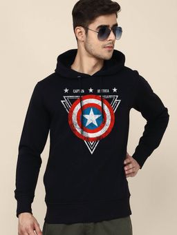 Free Authority - Young Men Captain America Printed Blue Hoodie