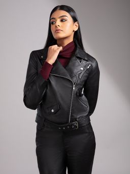 Twenty Dresses by Nykaa Fashion - Black Give Me Some Edge Leather Jacket
