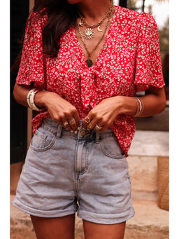 PARTIQ - Women Red Floral Print Top