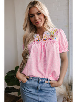 PARTIQ - Women Pink Embroidered Top