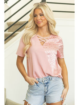 PARTIQ - Women Pink Animal Print Top
