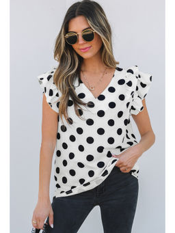 PARTIQ - Women White Polka Dots Top
