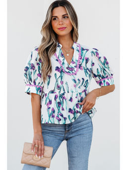 PARTIQ - Women White Floral Print Top