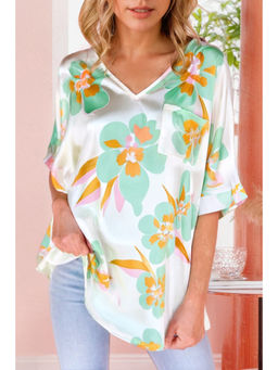 PARTIQ - Women White Floral Print Top