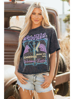 PARTIQ - Women Black Printed T-Shirt