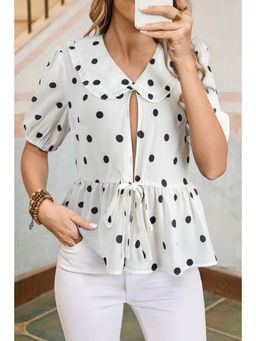 PARTIQ - Women White Polka Dots Top