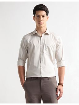 Arrow - Mens Vertical Striped Auto Press Flax Shirt