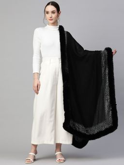 Modarta By Kamakshi - Black Fur with Swarovski Ideal Party Shawl