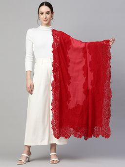 Modarta By Kamakshi - Red Valentino Lace Fine Wool Shawl