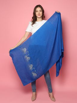 Modarta By Kamakshi - Blue Pashmina Shawl with Signature Swarovski Swans
