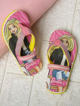 Kidsville - Official Barbie Printed Pink Flipflops with Strap for Girls