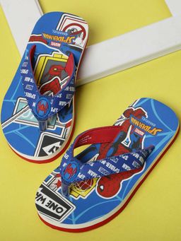 Kidsville - Official Spiderman Printed Blue Flipflops for Boys