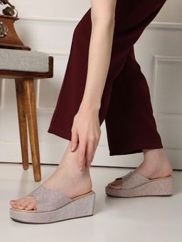 Inc.5 - Women Rose Gold Wedges Heels