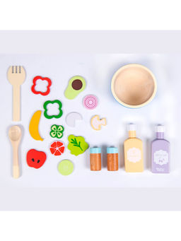 NESTA TOYS - Wooden Healthy Salad Playset 19 Piece Kids Pretend Play and Learning Toy