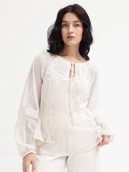 RAREISM - Ela Light Off White Relaxed Fit Top