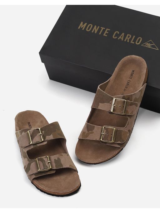 Monte Carlo Mens Camouflage Leather Comfort Casual Sandals