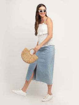 Zink London - Womens White Self Design Top