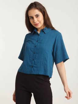 Zink London - Women Navy Blue Stripes Shirt