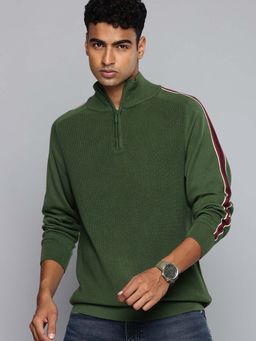 Levi's - Mens Striped Green High Neck Sweater
