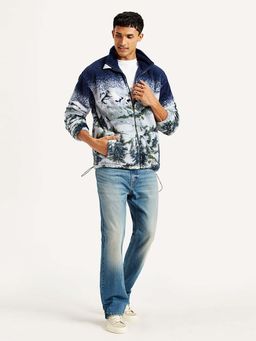 Levi's - Mens Printed Blue Collar Neck Hoodie