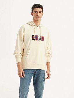 Levi's - Mens Printed Beige Hoodie - Cream