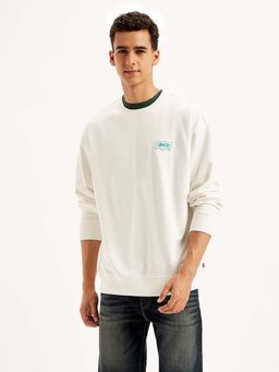 Levi's - Mens Solid White Crew Neck Sweatshirt