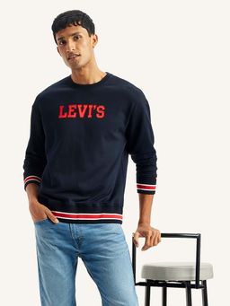 Levi's - Mens Brand Logo Navy Blue Crew Neck Sweatshirt